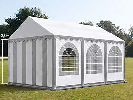 TOOLPORT 4x6m Partyzelt, PVC-Plane, grau-weiß,