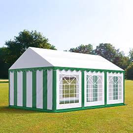 TOOLPORT 4x6m Partyzelt, PVC-Plane, grün-weiß -