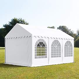 TOOLPORT 4x6m Partyzelt, PVC-Plane, weiß, mit