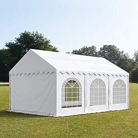 TOOLPORT 4x6m Partyzelt, PVC-Plane, weiß, mit