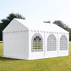 TOOLPORT 4x6m Partyzelt, PVC-Plane, weiß, mit