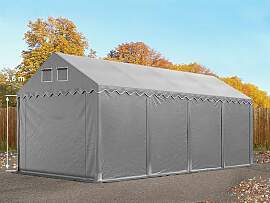 TOOLPORT 4x8 m Lagerzelt, PVC-Plane, grau, mit