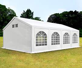 TOOLPORT 4x8m Partyzelt, PE-Plane, weiß, mit