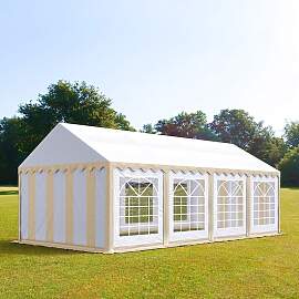 TOOLPORT 4x8m Partyzelt, PVC-Plane, beige-weiß -