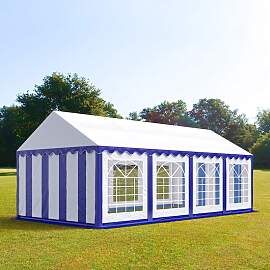 TOOLPORT 4x8m Partyzelt, PVC-Plane, blau-weiß -