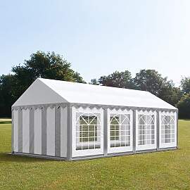 TOOLPORT 4x8m Partyzelt, PVC-Plane, grau-weiß -