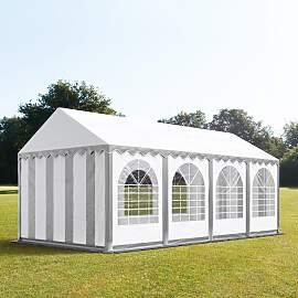 TOOLPORT 4x8m Partyzelt, PVC-Plane, grau-weiß,
