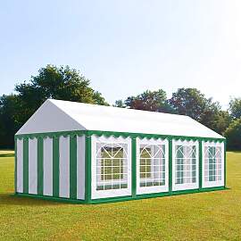 TOOLPORT 4x8m Partyzelt, PVC-Plane, grün-weiß -