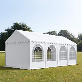 TOOLPORT 4x8m Partyzelt, PVC-Plane, weiß, mit