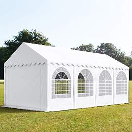 TOOLPORT 4x8m Partyzelt, PVC-Plane, weiß, mit