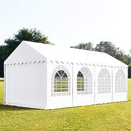 TOOLPORT 4x8m Partyzelt, PVC-Plane, weiß, mit