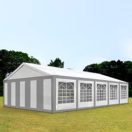 TOOLPORT 5x10m Partyzelt, PE-Plane, grau-weiß -