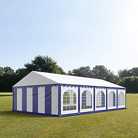 TOOLPORT 5x10m Partyzelt, PVC-Plane, blau-weiß,