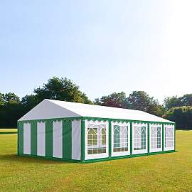 TOOLPORT 5x10m Partyzelt, PVC-Plane, grün-weiß - 