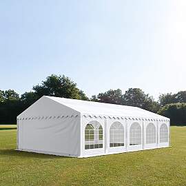 TOOLPORT 5x10m Partyzelt, PVC-Plane, weiß, mit