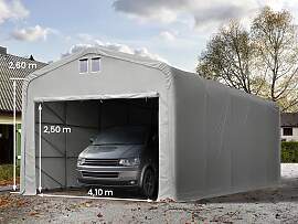 TOOLPORT 5x10m Zeltgarage, PVC-Plane, grau, mit