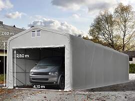 TOOLPORT 5x20m Zeltgarage, PVC-Plane, grau, mit