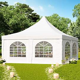 TOOLPORT 5x5m Pagodenzelt, PVC-Plane, weiß -