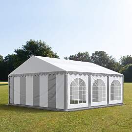 TOOLPORT 5x6m Partyzelt, PVC-Plane, grau-weiß,