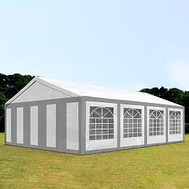 TOOLPORT 5x8m Partyzelt, PE-Plane, grau-weiß -