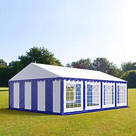 TOOLPORT 5x8m Partyzelt, PVC-Plane, blau-weiß -