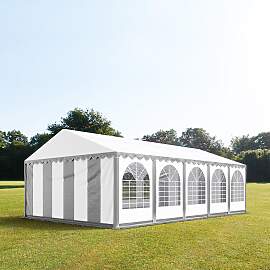 TOOLPORT 6x10m Partyzelt, PVC-Plane, grau-weiß,