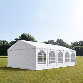 TOOLPORT 6x10m Partyzelt, PVC-Plane, weiß, mit