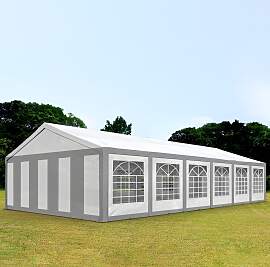 TOOLPORT 6x12m Partyzelt, PE-Plane, grau-weiß -