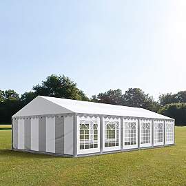 TOOLPORT 6x12m Partyzelt, PVC-Plane, grau-weiß -