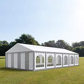 TOOLPORT 6x12m Partyzelt, PVC-Plane, grau-weiß,