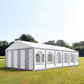 TOOLPORT 6x12m Partyzelt, PVC-Plane, grau-weiß,