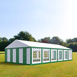 TOOLPORT 6x12m Partyzelt, PVC-Plane, grün-weiß - 