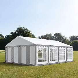 TOOLPORT 6x8m Partyzelt, PVC-Plane, grau-weiß -