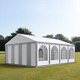 TOOLPORT 6x8m Partyzelt, PVC-Plane, grau-weiß,