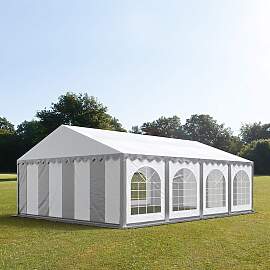 TOOLPORT 6x8m Partyzelt, PVC-Plane, grau-weiß,