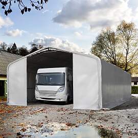 TOOLPORT 8x12m Zeltgarage, PVC-Plane, grau, mit