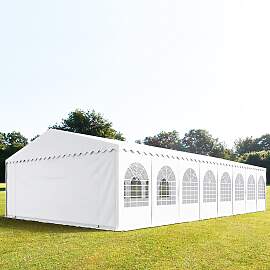 TOOLPORT 8x16m Partyzelt, PVC-Plane, weiß, mit