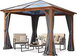 TOOLPORT Gartenpavillon 3x3 m Holzoptik, ca 8 mm