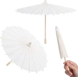 TOPBATHY Weiße Papierschirme 30cm Sonnenschirm
