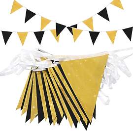 Topeedy Party Deko Girlande 20m Schwarz und Gold