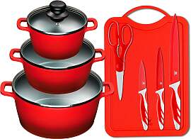 Topf-Set KING "ALUGUSS", rot, Töpfe,