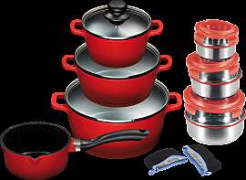 Topf-Set KING "ALUGUSS", rot, Töpfe,