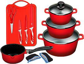 Topf-Set KING "ALUGUSS", rot, Töpfe,