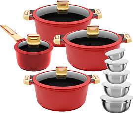 Topf-Set KING, rot, Töpfe, Antihaft-Beschichtung, 