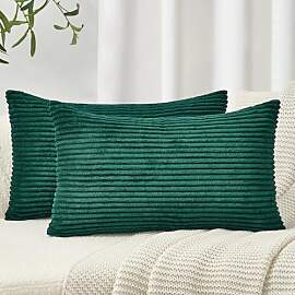 Topfinel 2er Set Kissenbezug 30x50 Kordsamt dunkle 