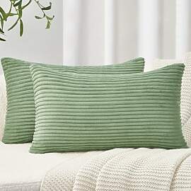 Topfinel 2er Set Kissenbezug 40x60 grün Kordsamt