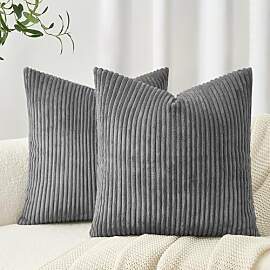 Topfinel 2er Set Kissenbezug 65x65 Dunkle Grau