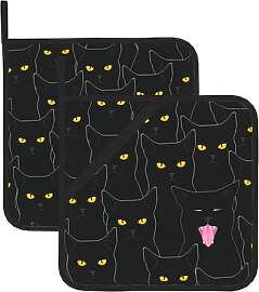 Topflappen mit lustigem Motiv „Schwarze Katzen,