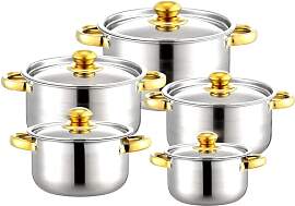 Topfset aus Edelstahl,10-teilig Töpfe Set mit