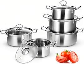 Topfset Induktion 10-Teilig, Topfset aus Edelstahl 